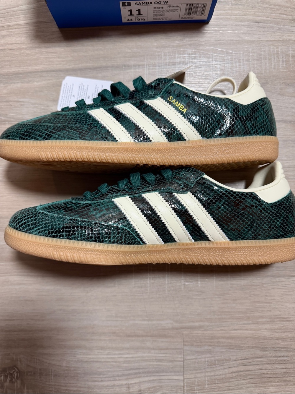 adidas Samba OG Green Snake Print with Cream Accents